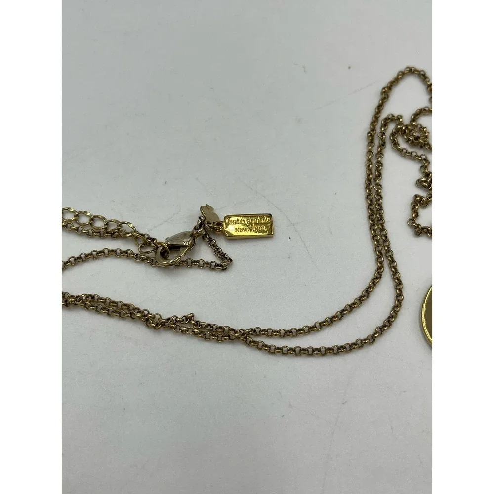 Kate Spade Oval Pave Script “A”One In A Million Pendant ‎ Gold Tone Necklace